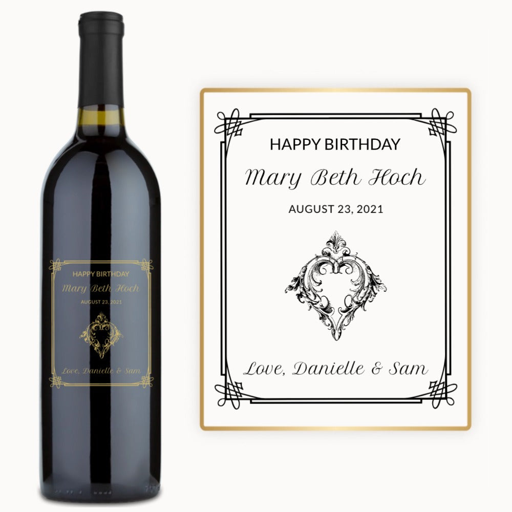 Elegant Heart Frame – Engraved Birthday Wine
