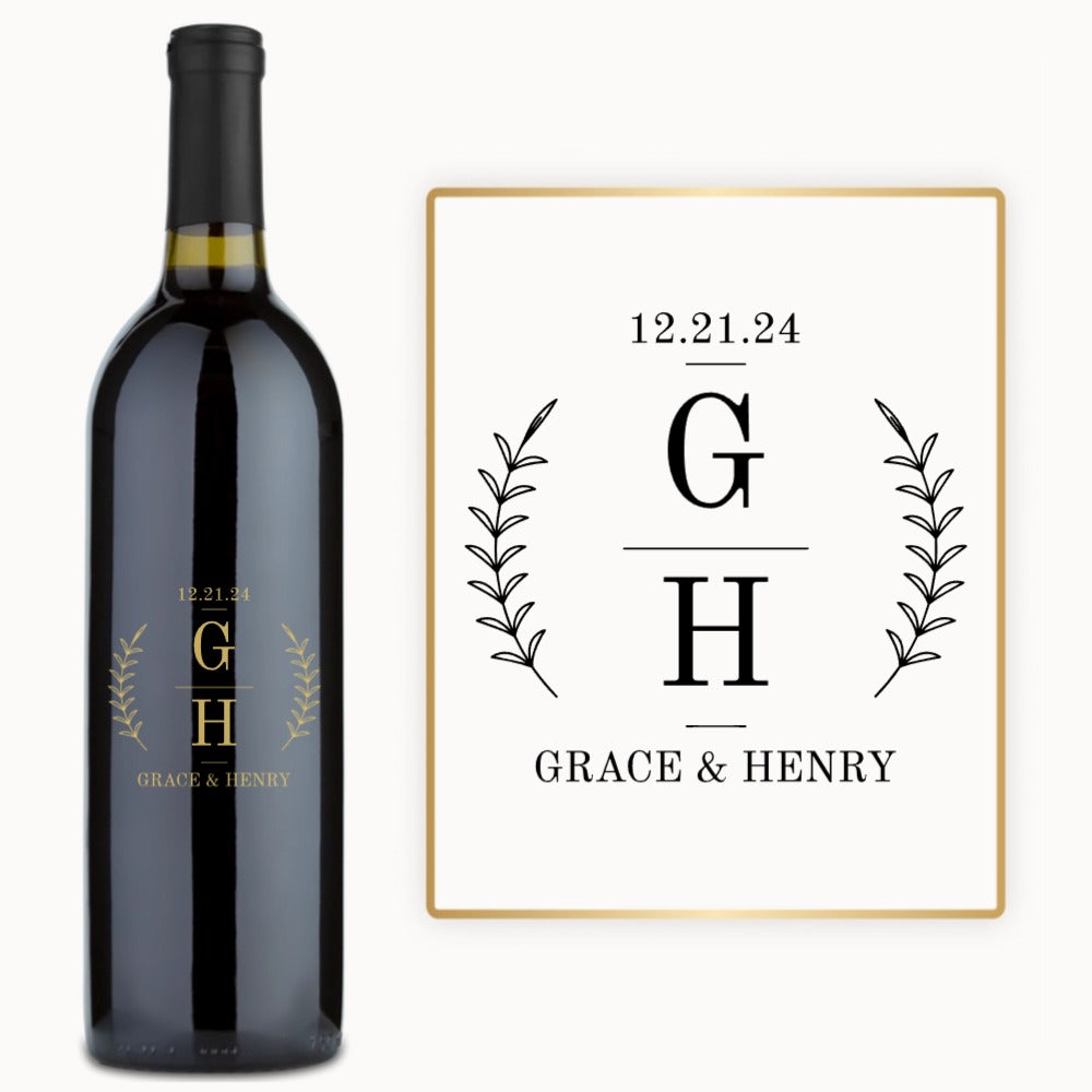 Laurel Monogram – Custom Engraved Wine
