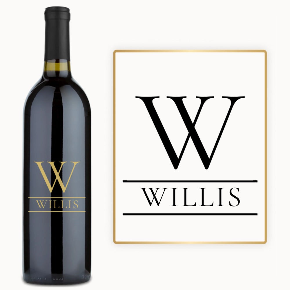 Split Initial Name – Engraved Wine