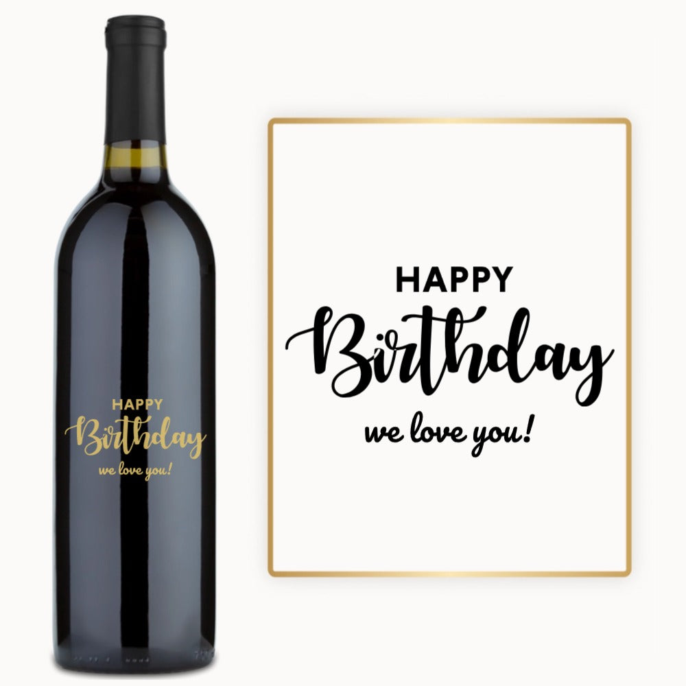 Happy Birthday Rectangle – Engraved Wine
