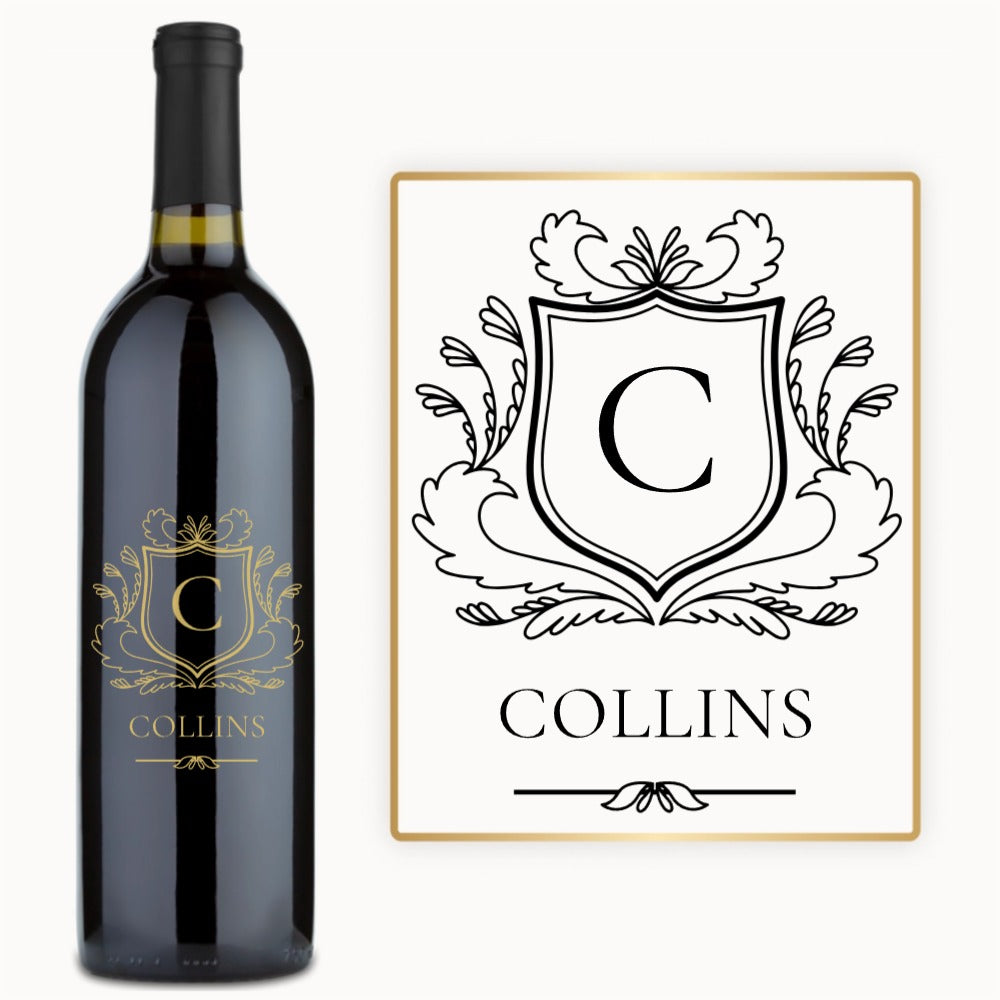 Heritage Shield Monogram – Custom Engraved Wine