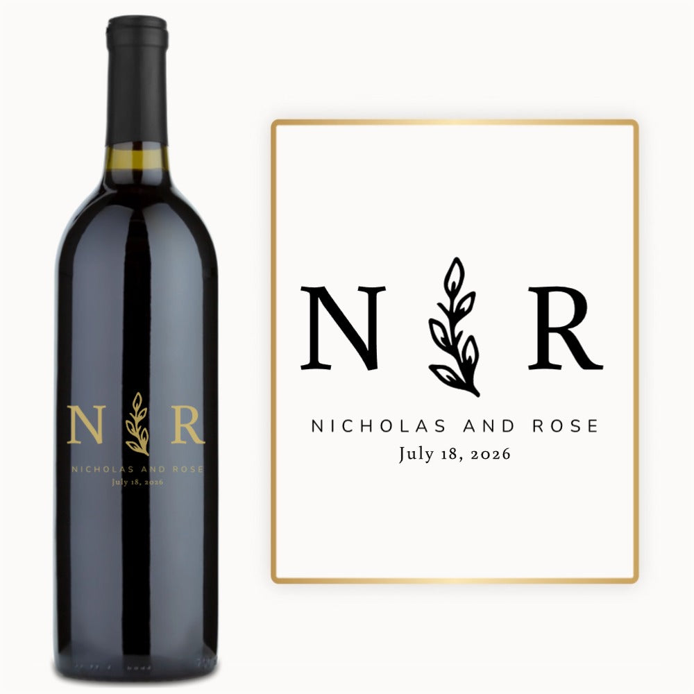 Olive Branch Initials – Custom Engraved Wine