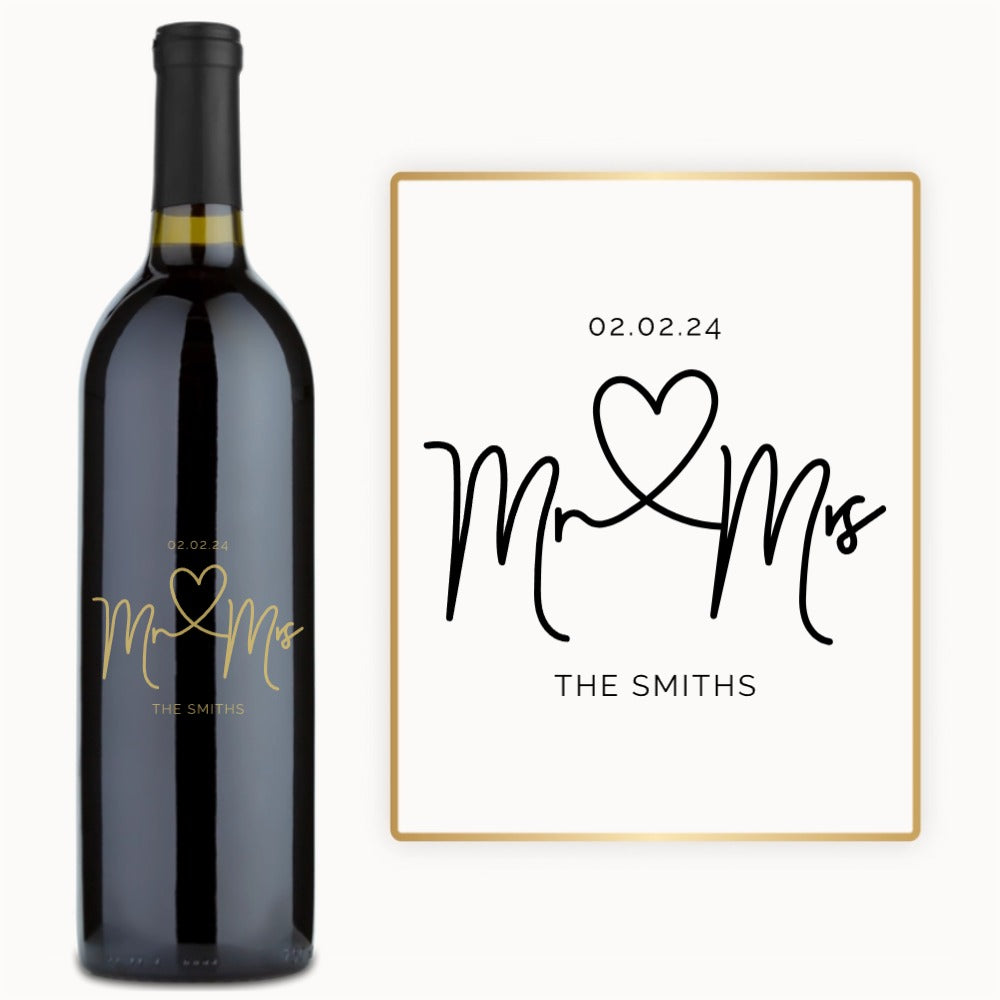 Mr. & Mrs. Heart – Engraved Wedding Wine
