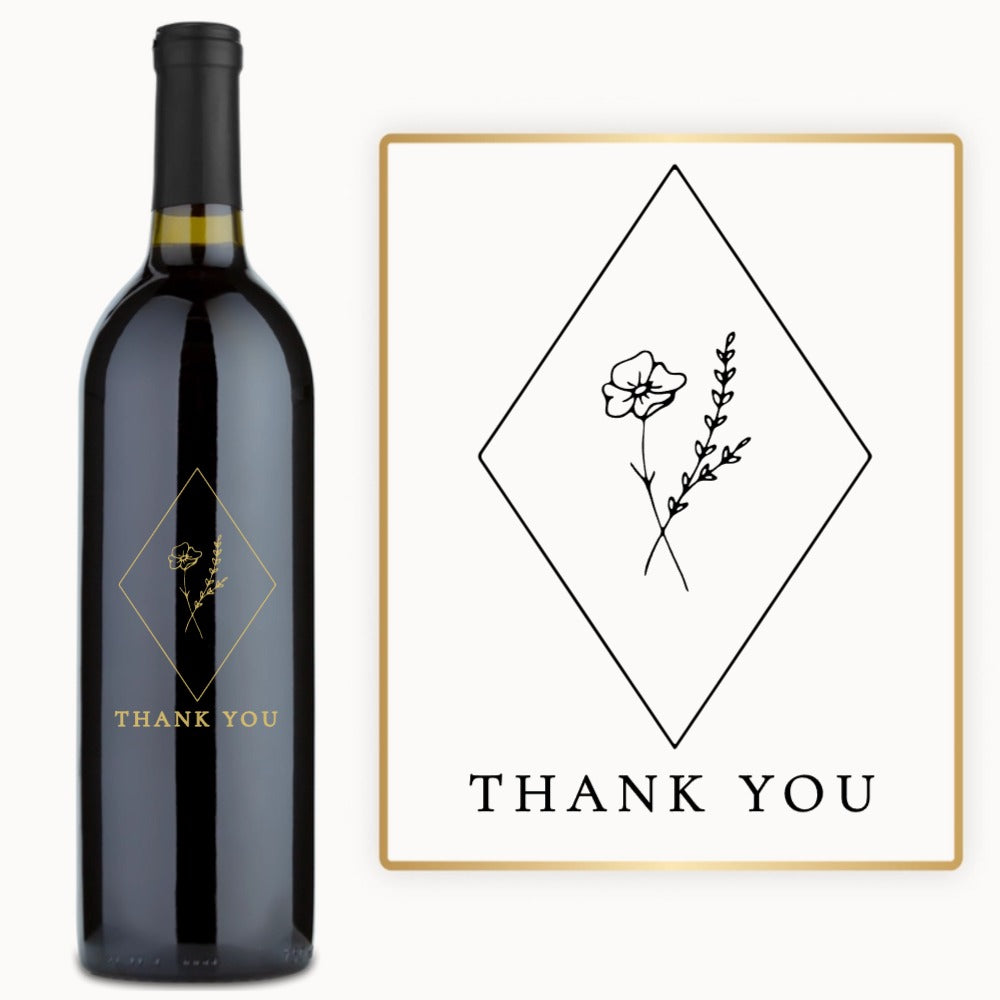 Botanical Diamond Thank You – Custom Engraved Wine