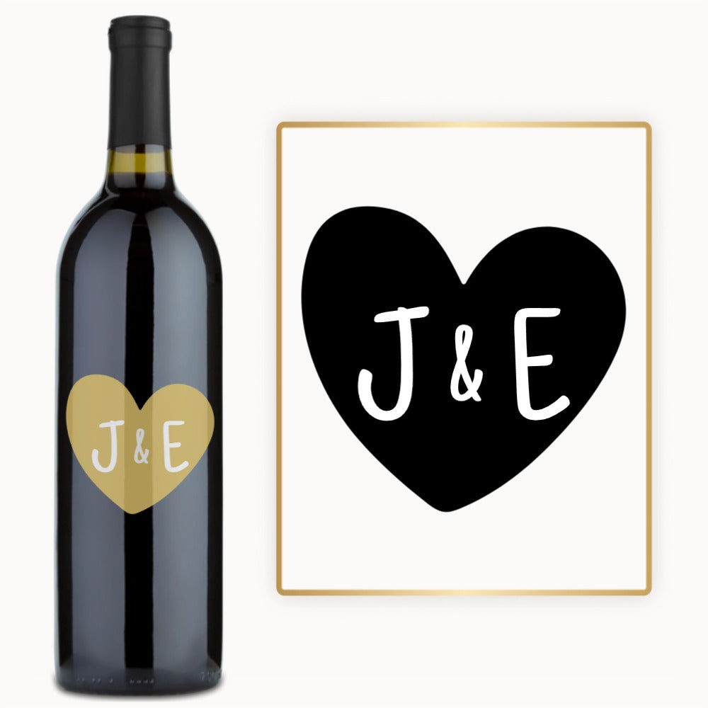 Heart Monogram – Engraved Anniversary Wine
