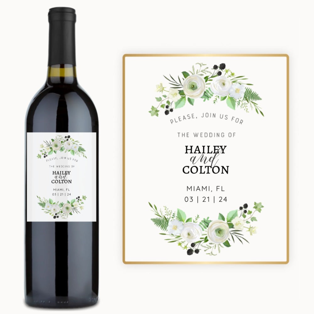 Floral Wedding Invite – Custom Label Wine