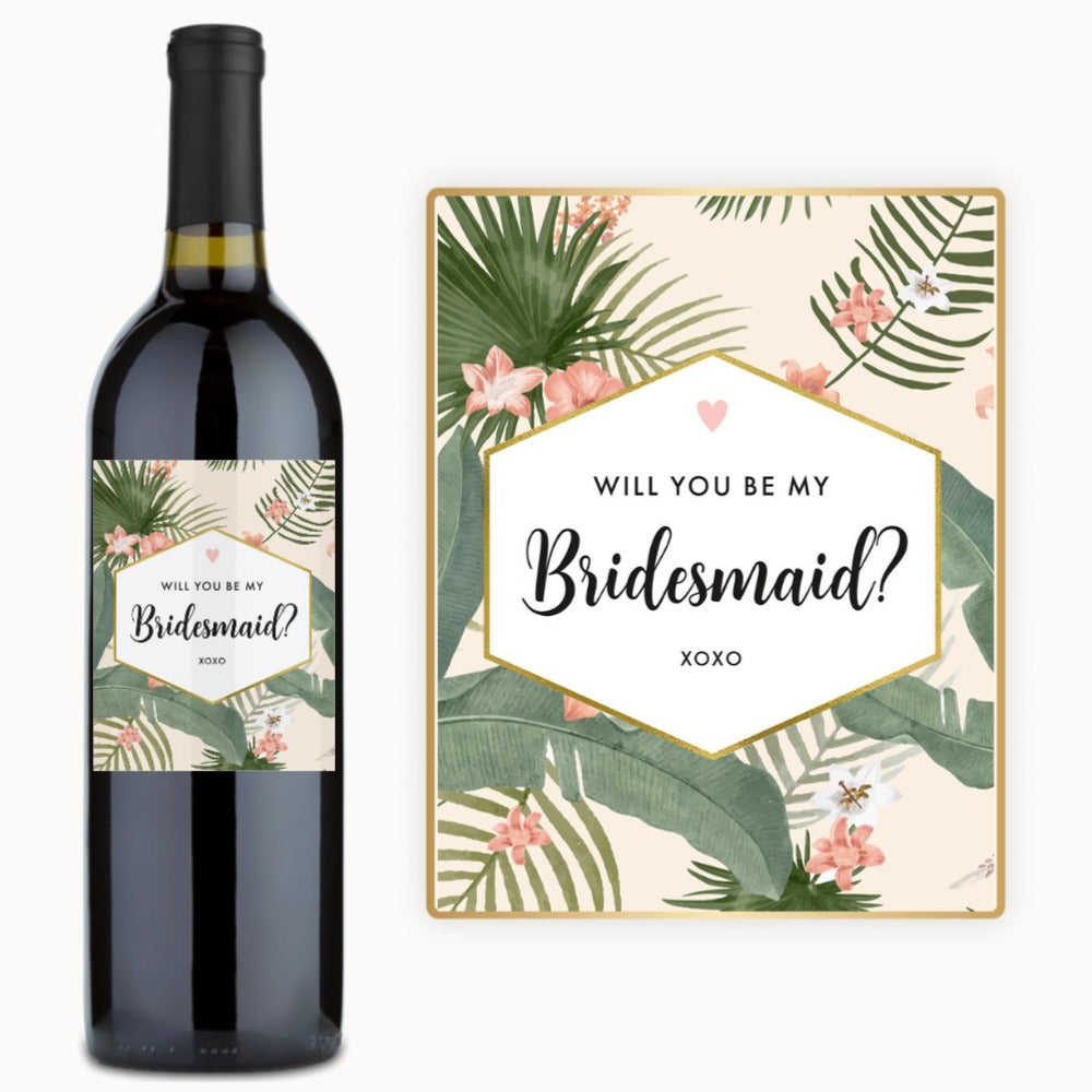 Tropical Bridesmaid Proposal – Custom Label Wine