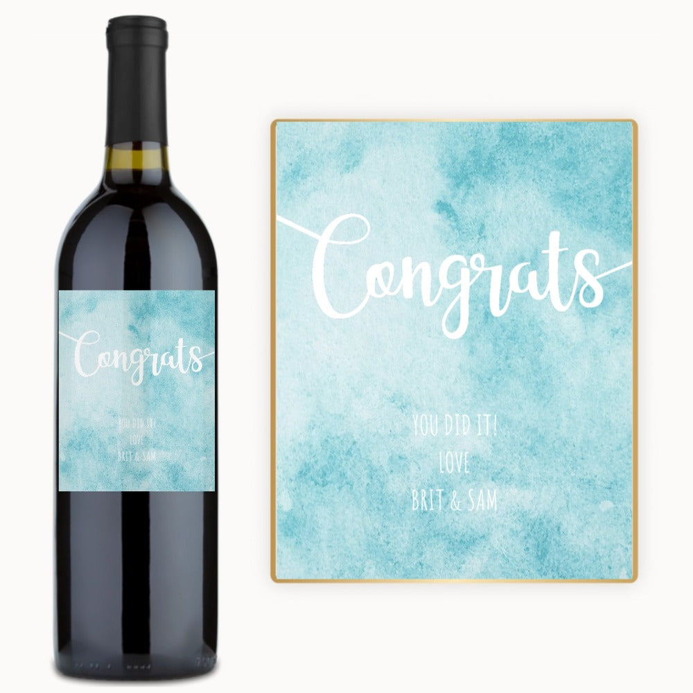 Congrats Watercolor – Custom Label Wine