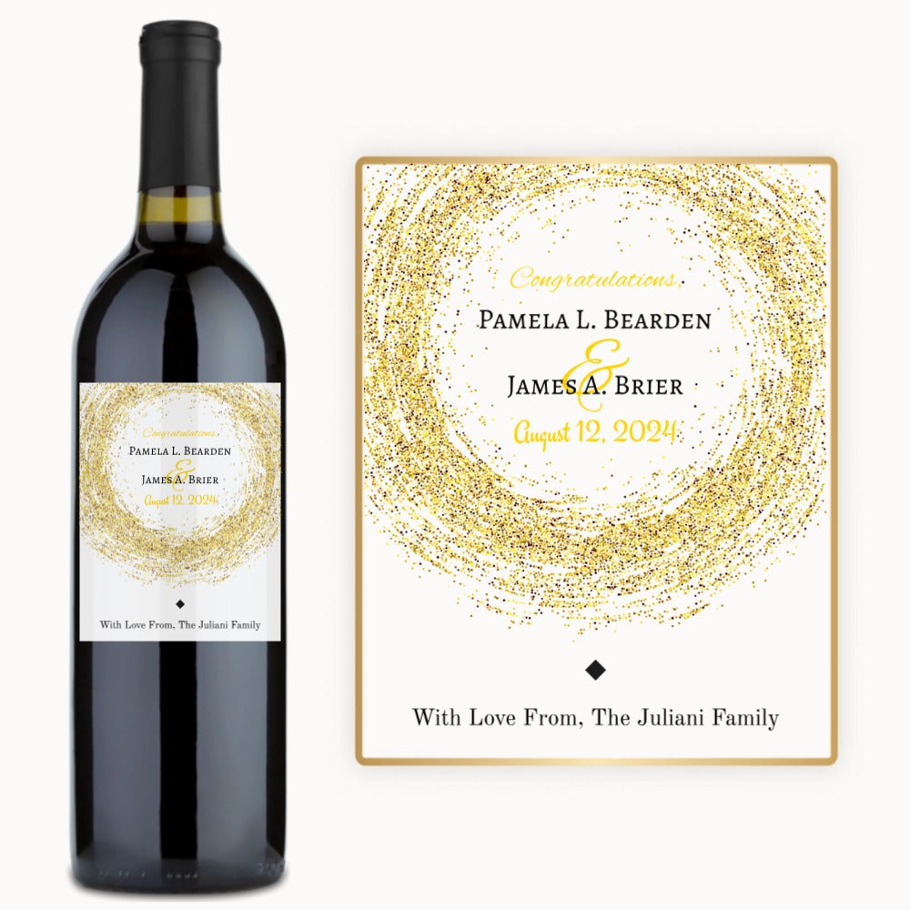 Gold Glitter Circle – Custom Label Wine