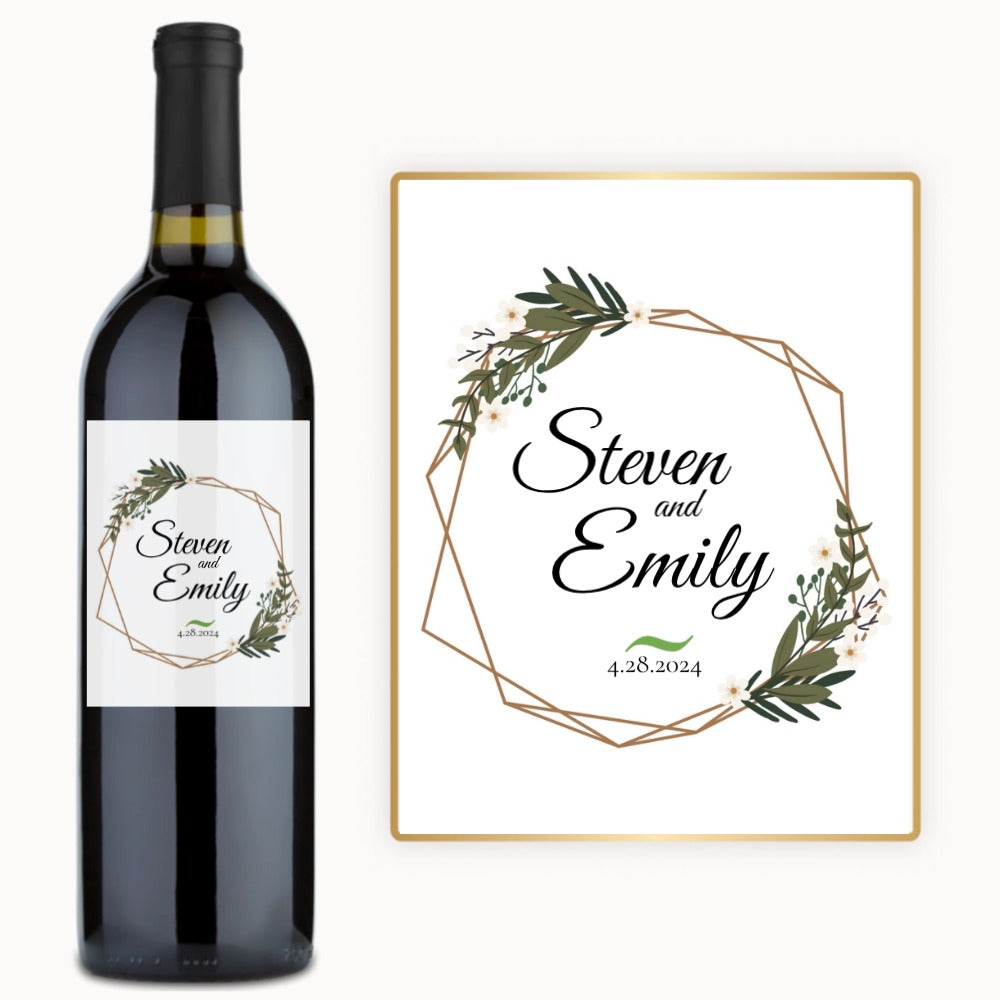 Floral Geometric Wedding – Custom Label Wine