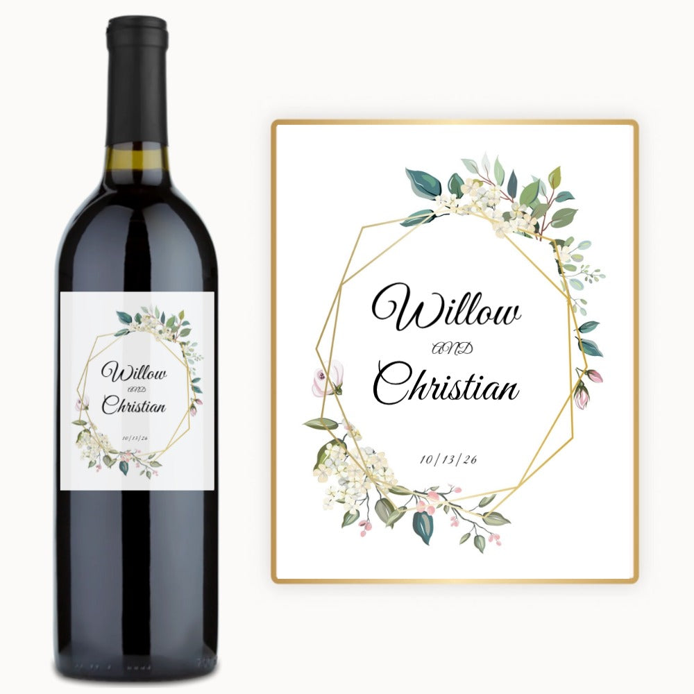 Floral Geometric Names – Custom Label Wine