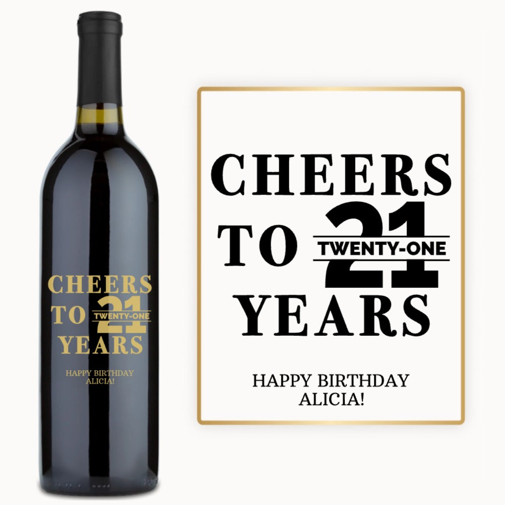 Cheers to 21 – Custom Engraved Birthday Wine