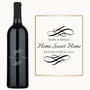 Custom wine bottle engraved with Mike & Molly, Est. 2021 and elegant decorative flourishes.