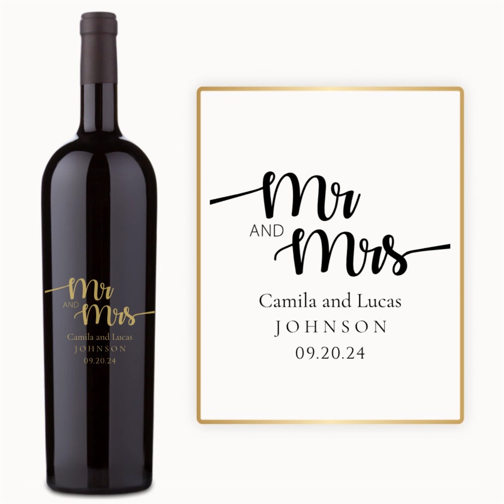 Mr & Mrs Script - Engraved Wedding Wine