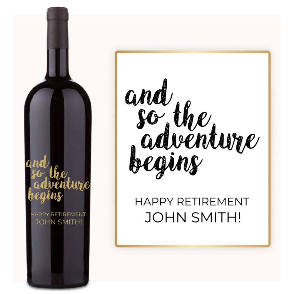 Retirement Adventure Begins – Custom Engraved Wine