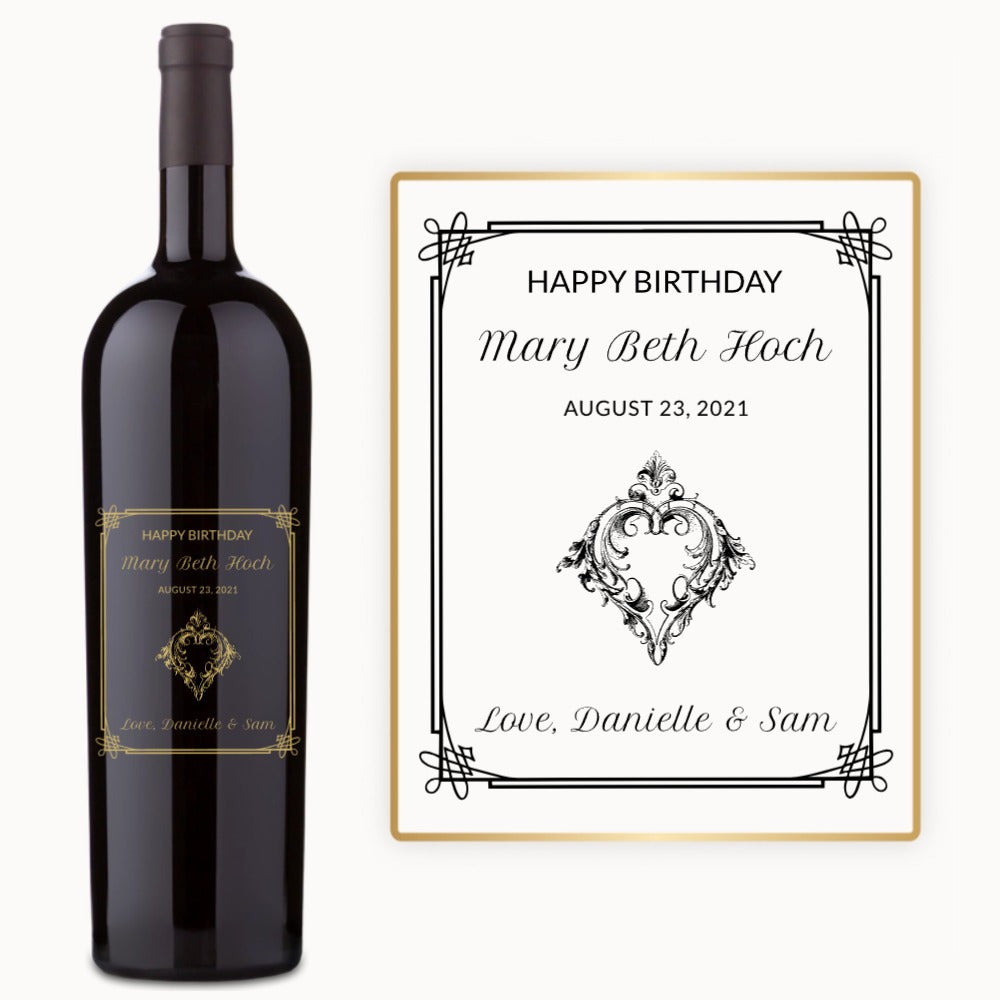 Elegant Heart Frame – Engraved Birthday Wine