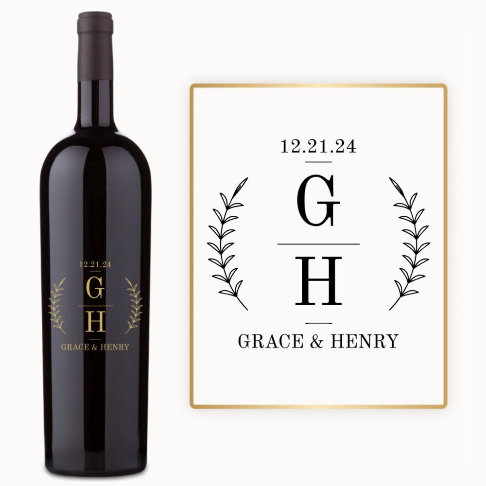 Laurel Monogram – Custom Engraved Wine