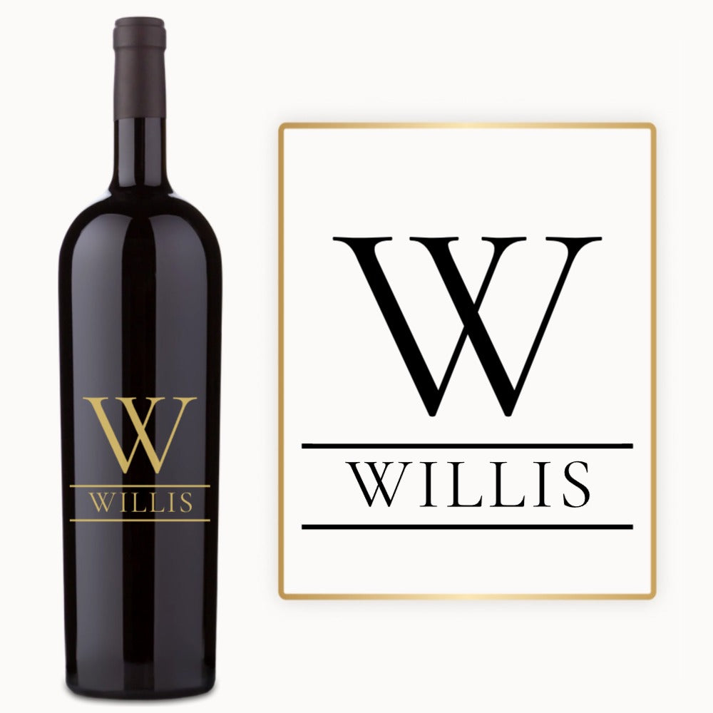 Split Initial Name – Engraved Wine