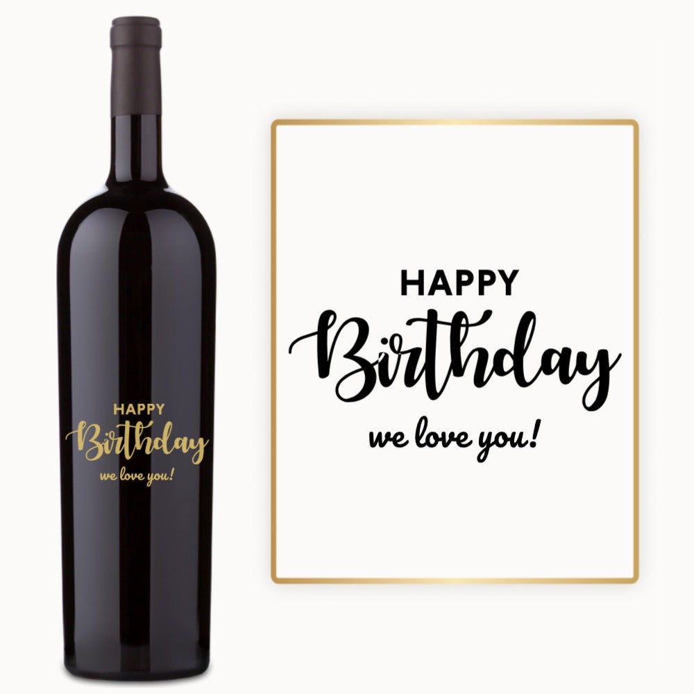 Happy Birthday Rectangle – Engraved Wine