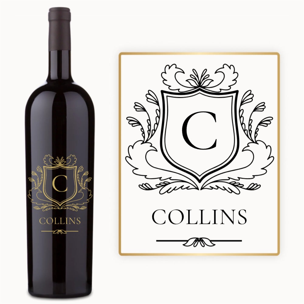 Heritage Shield Monogram – Custom Engraved Wine