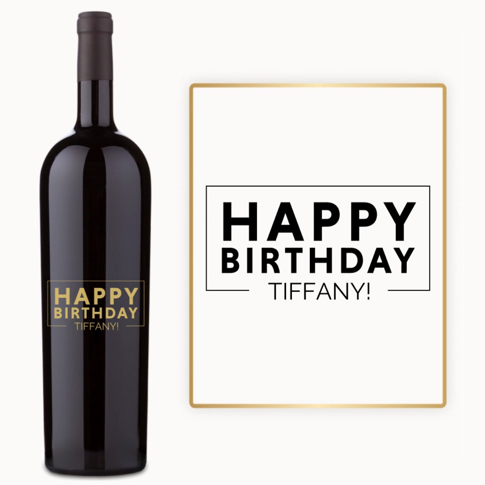 Happy Birthday Script – Custom Engraved Wine