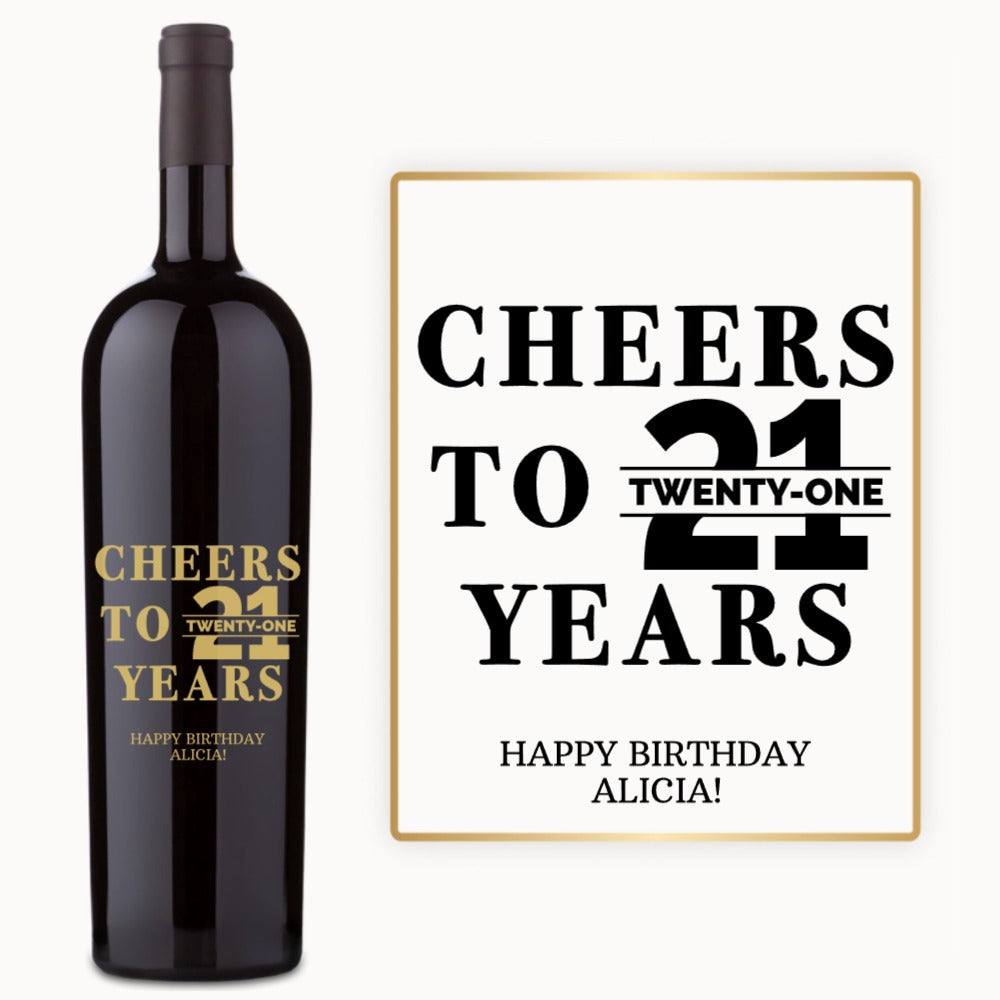 Cheers to 21 – Custom Engraved Birthday Wine