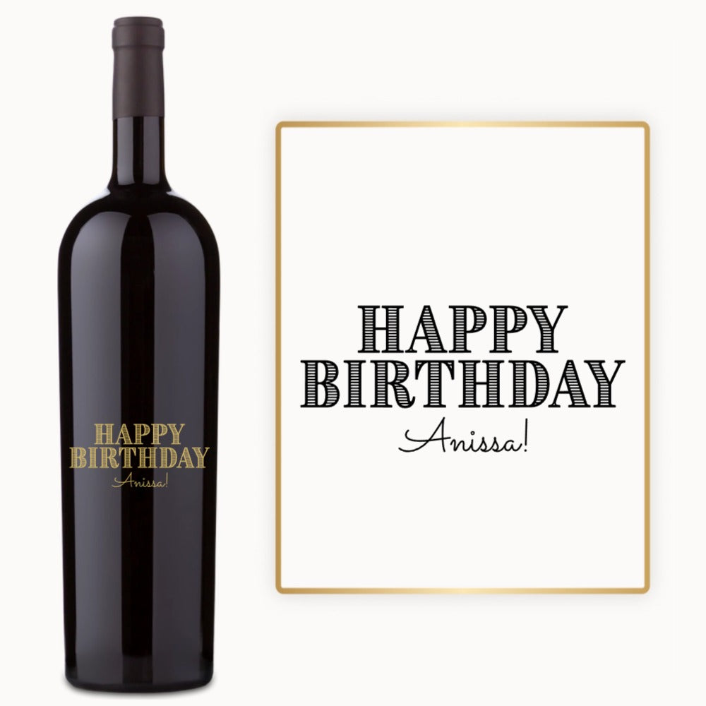 Pinstripe Birthday – Custom Engraved Wine