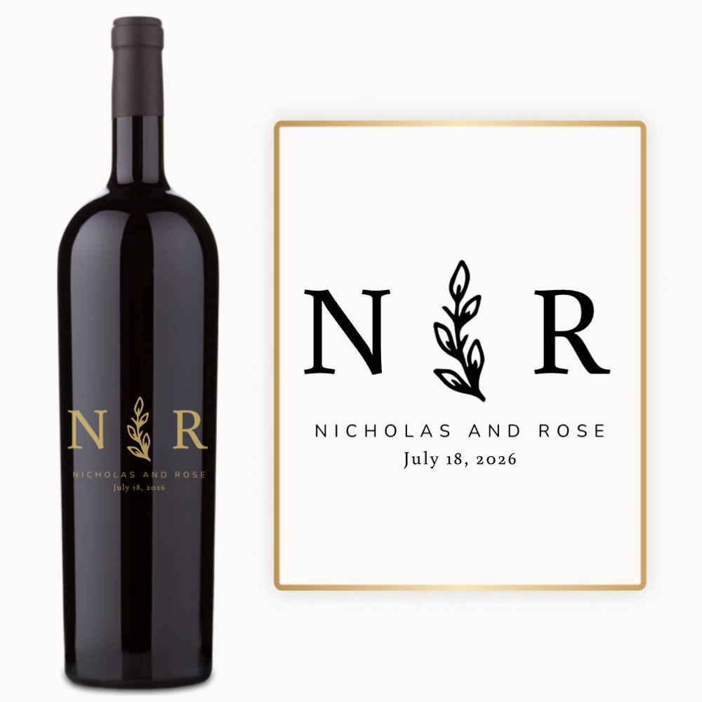Olive Branch Initials – Custom Engraved Wine