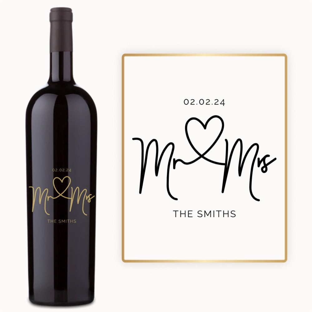 Mr. & Mrs. Heart – Engraved Wedding Wine