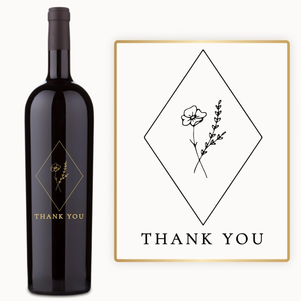 Botanical Diamond Thank You – Custom Engraved Wine