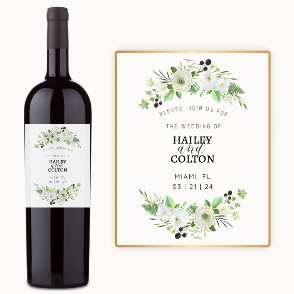 Floral Wedding Invite – Custom Label Wine