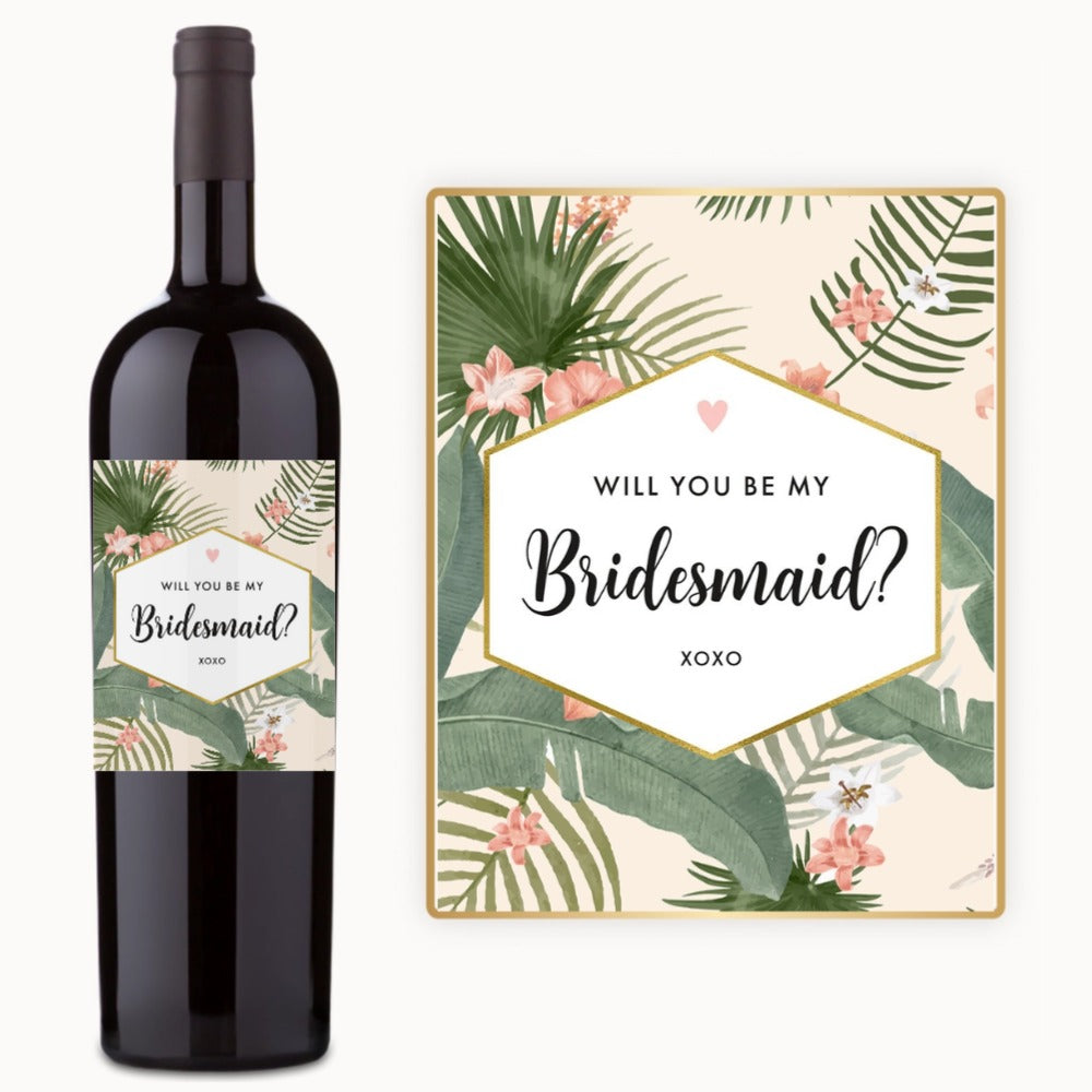 Tropical Bridesmaid Proposal – Custom Label Wine