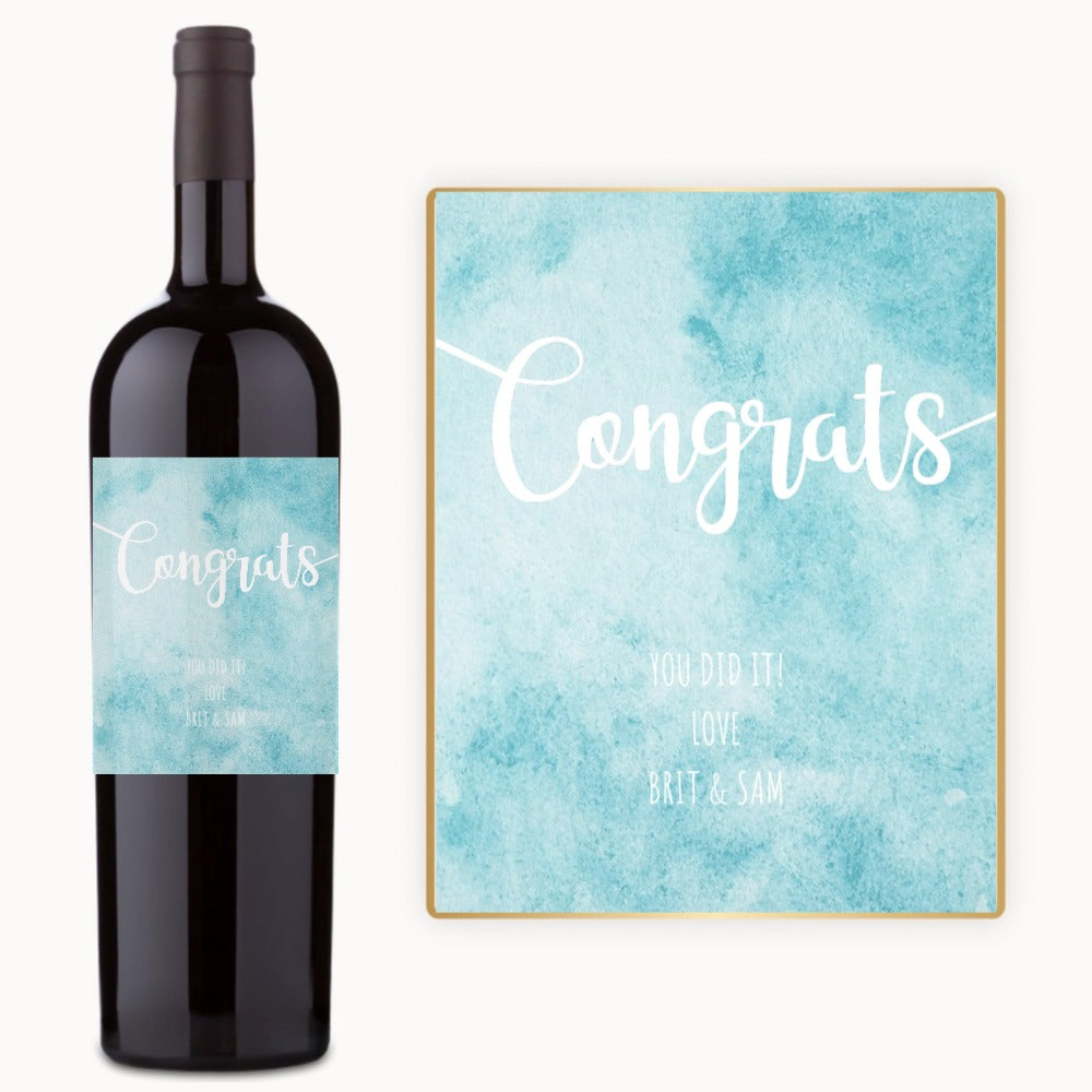 Congrats Watercolor – Custom Label Wine