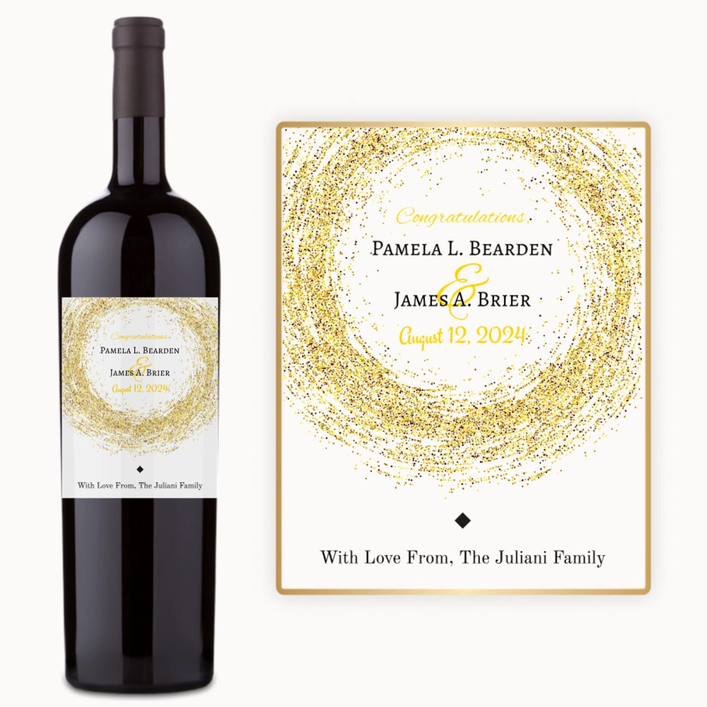 Gold Glitter Circle – Custom Label Wine