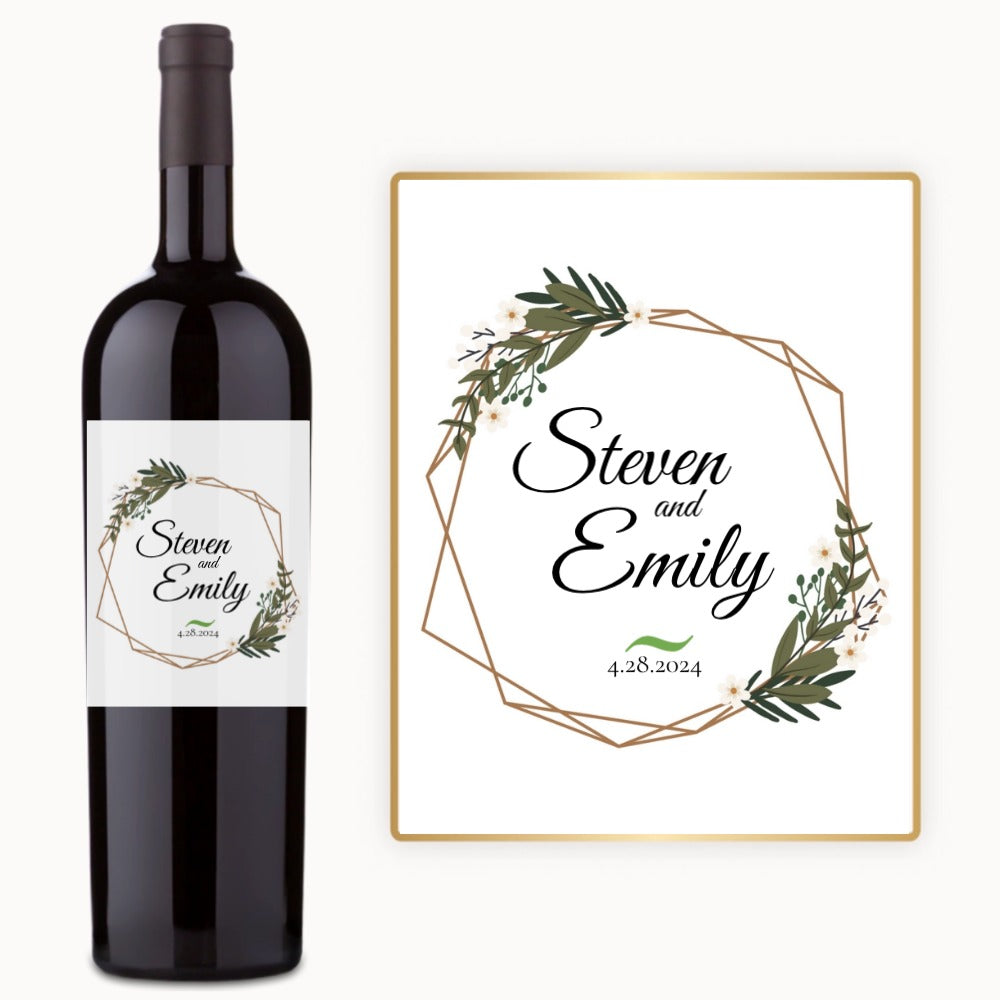 Floral Geometric Wedding – Custom Label Wine