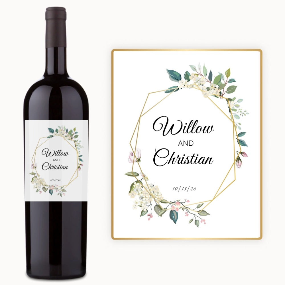 Floral Geometric Names – Custom Label Wine