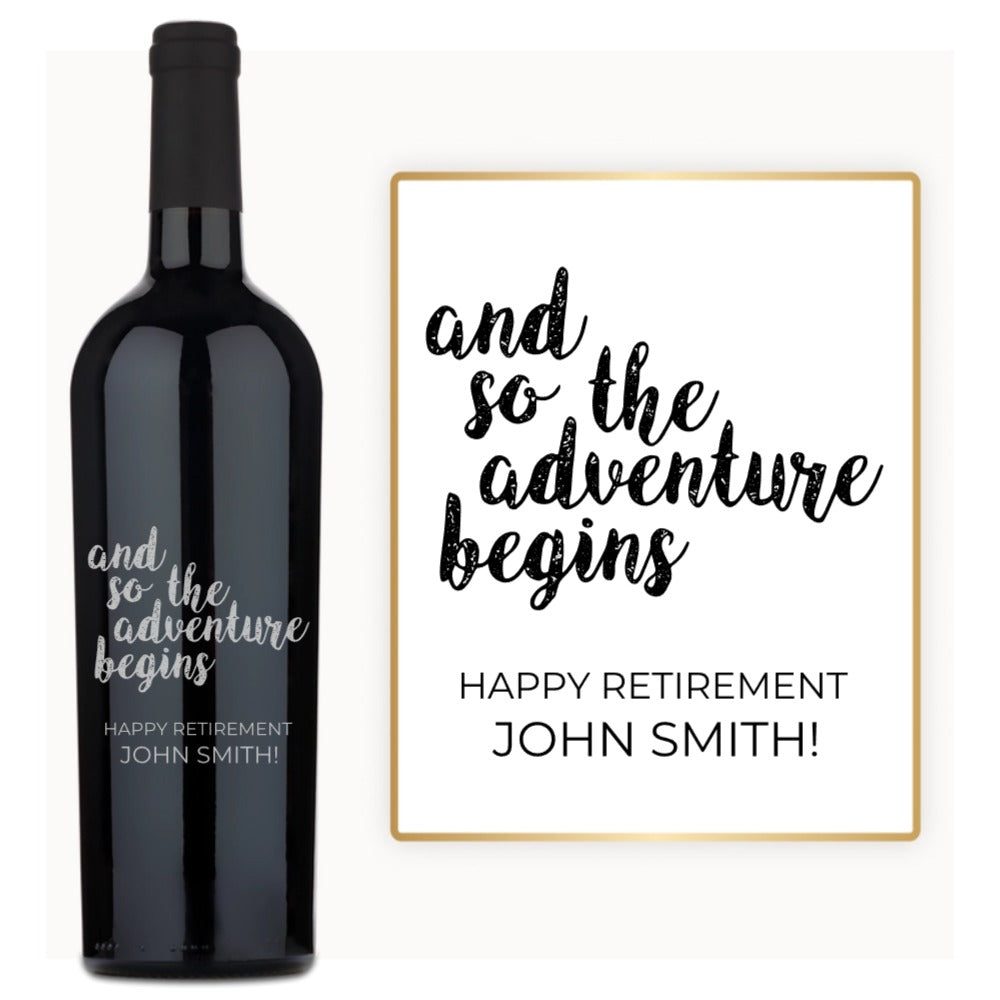 Retirement Adventure Begins – Custom Engraved Wine