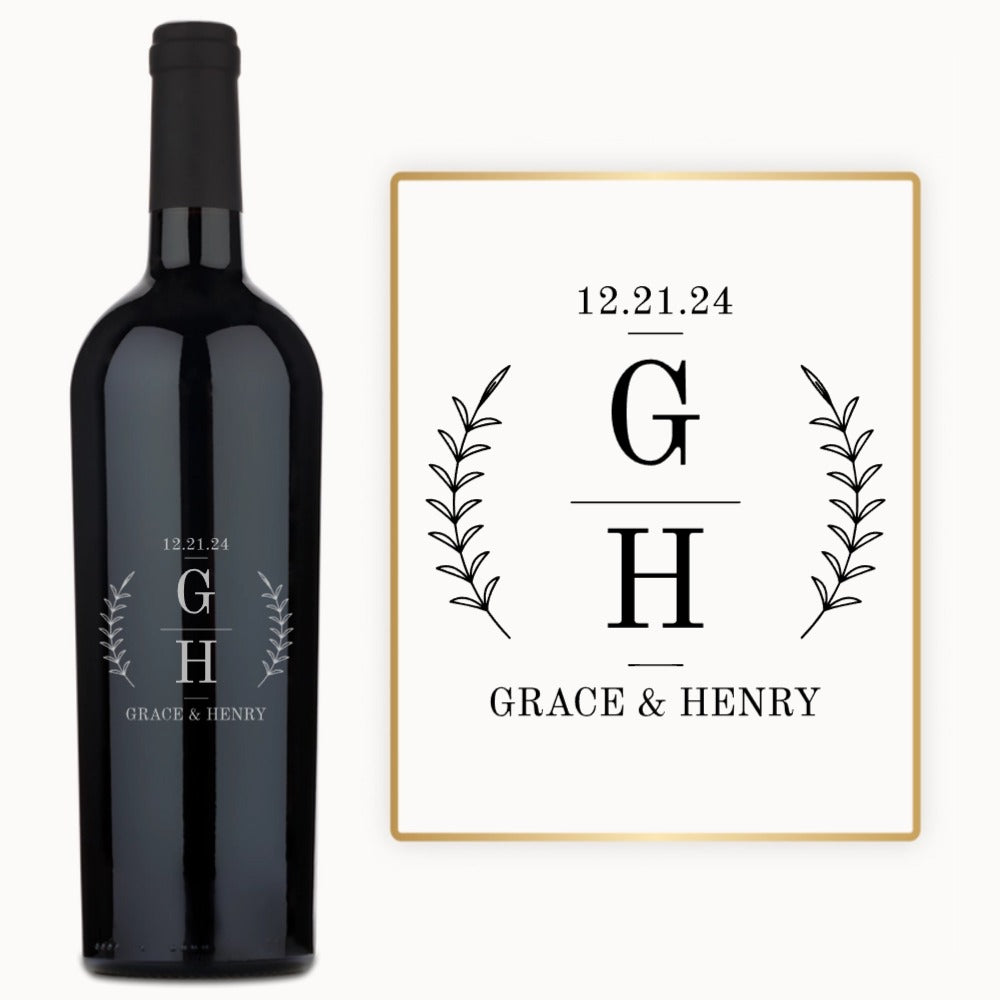 Laurel Monogram – Custom Engraved Wine