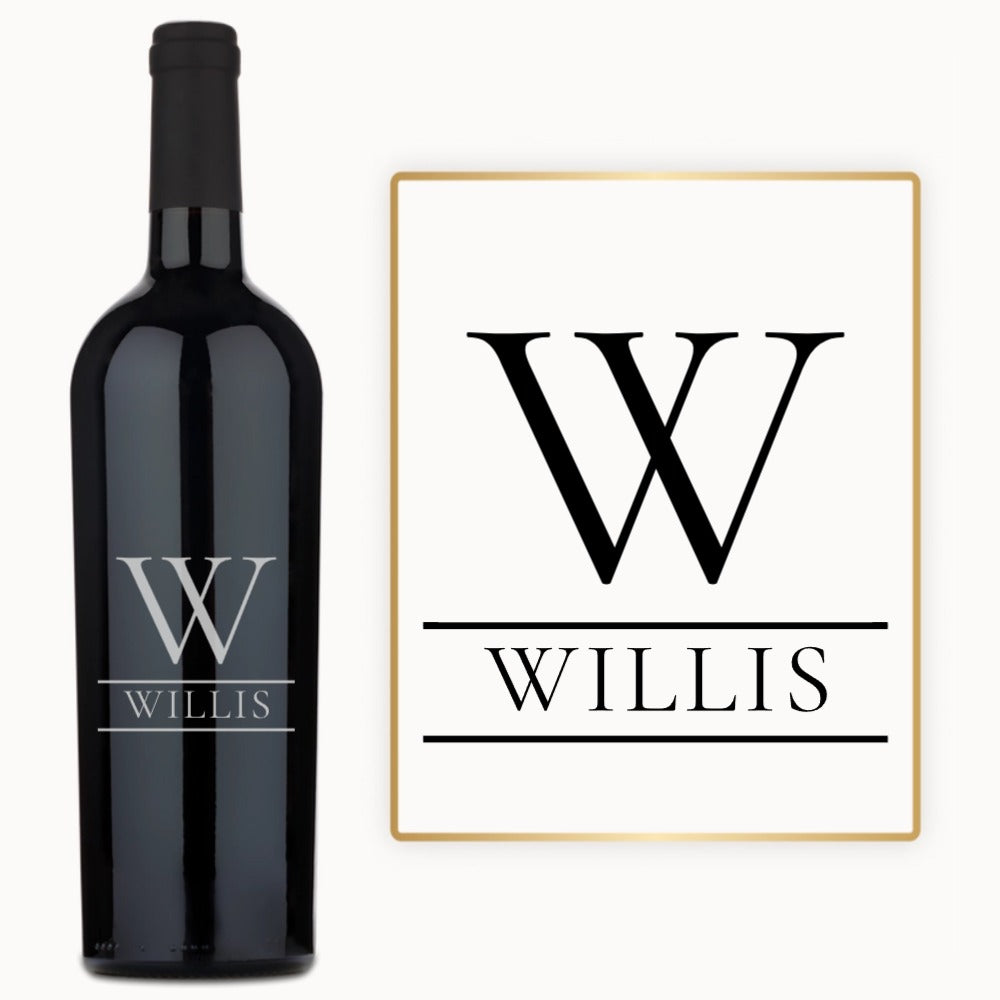 Split Initial Name – Engraved Wine