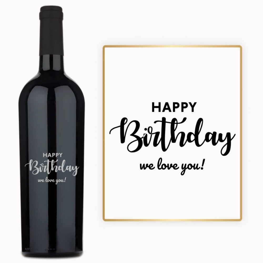 Happy Birthday Rectangle – Engraved Wine