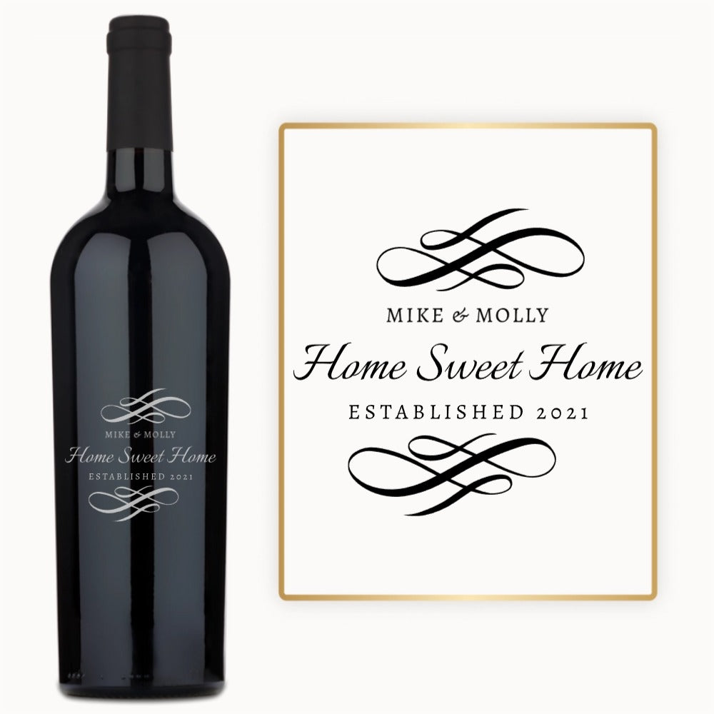 Home Sweet Home Flourish – Custom Engraved Wine