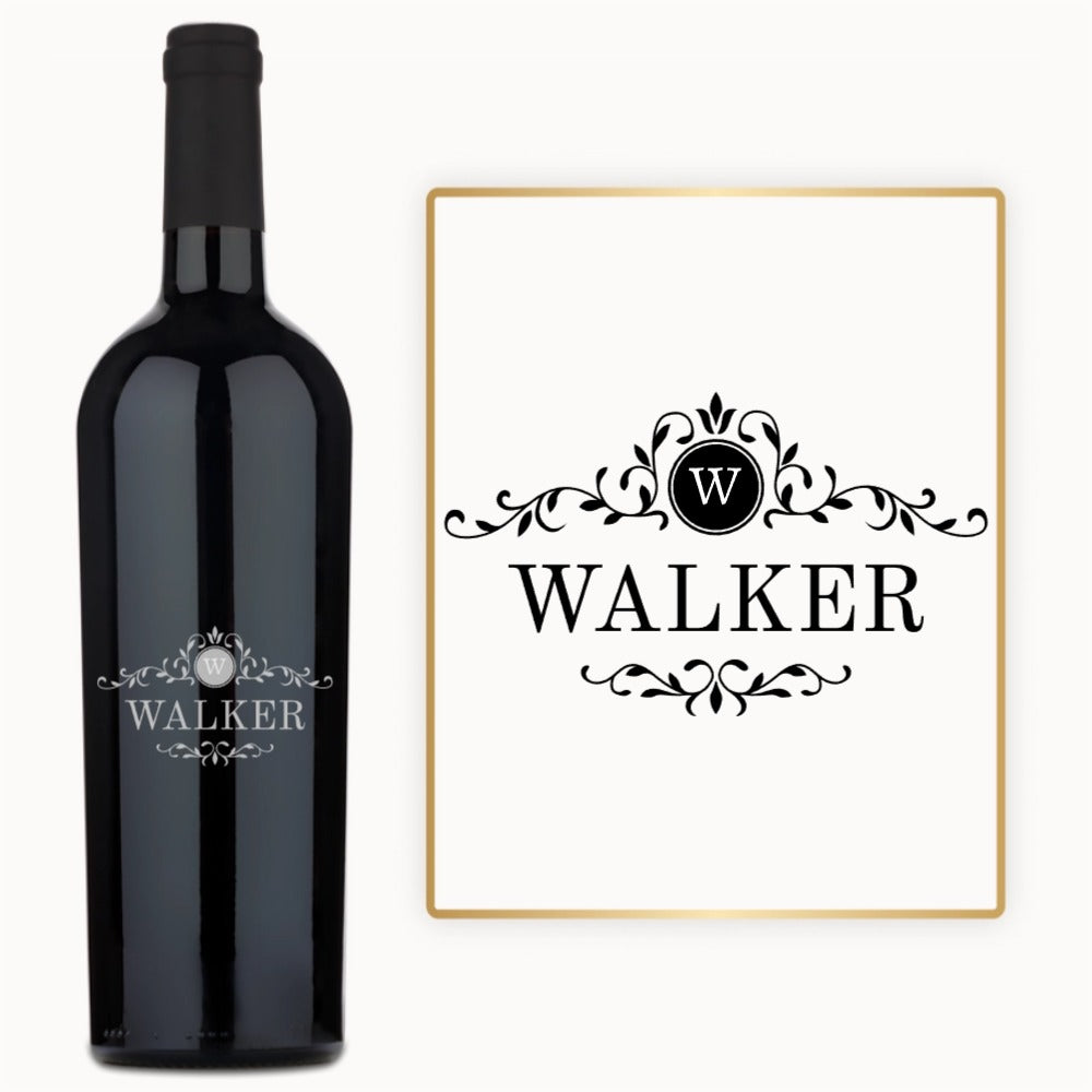 Botanical Initial Name – Custom Engraved Wine