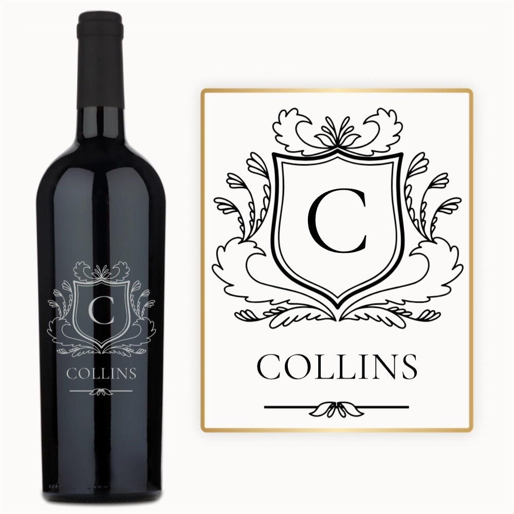 Heritage Shield Monogram – Custom Engraved Wine