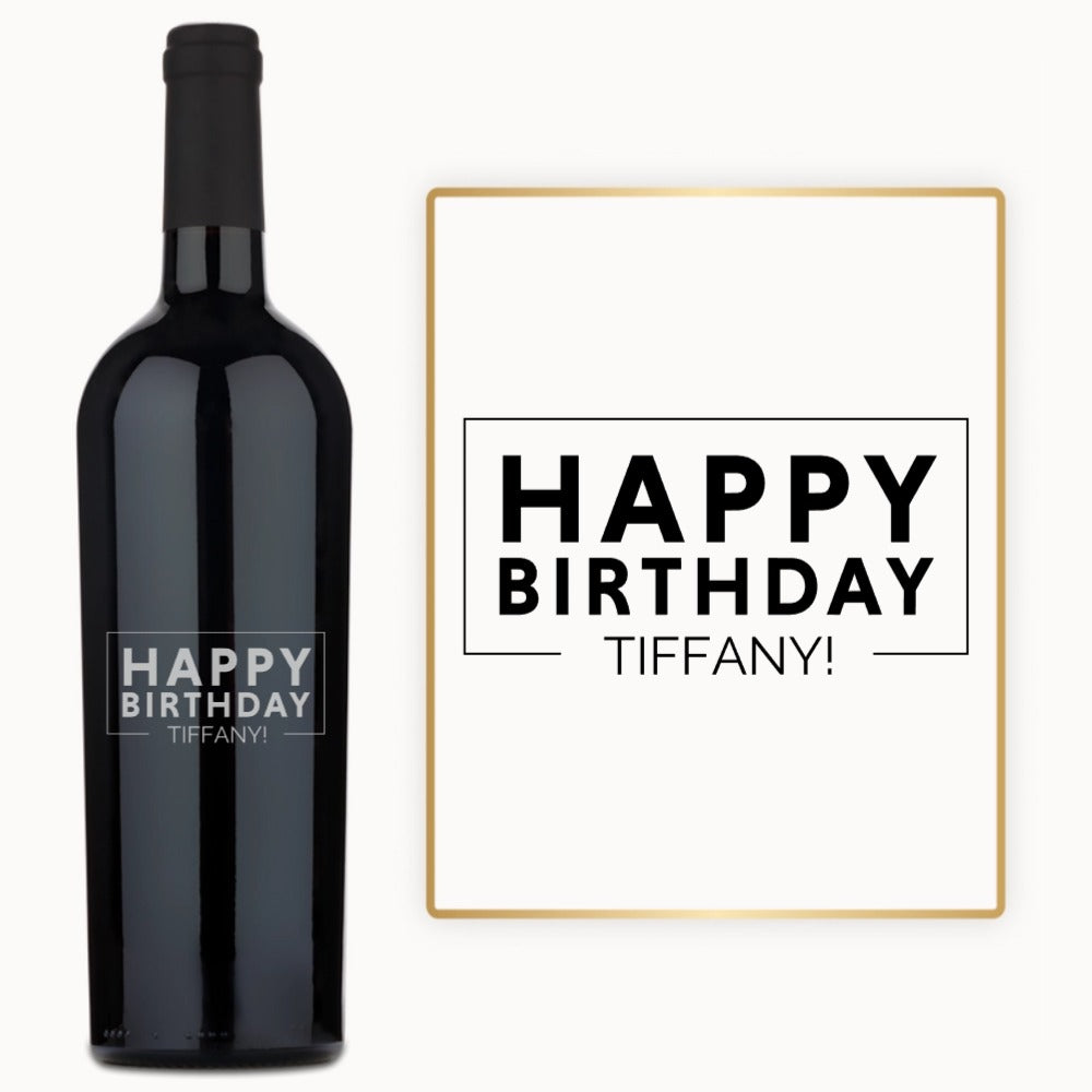 Happy Birthday Script – Custom Engraved Wine