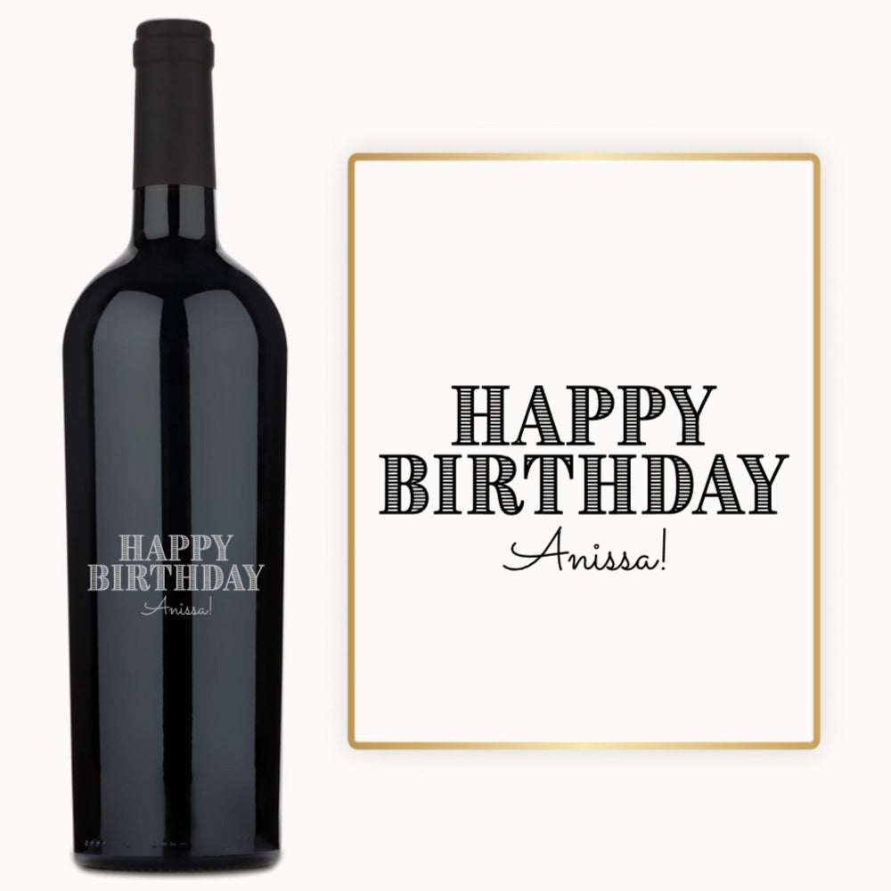 Pinstripe Birthday – Custom Engraved Wine