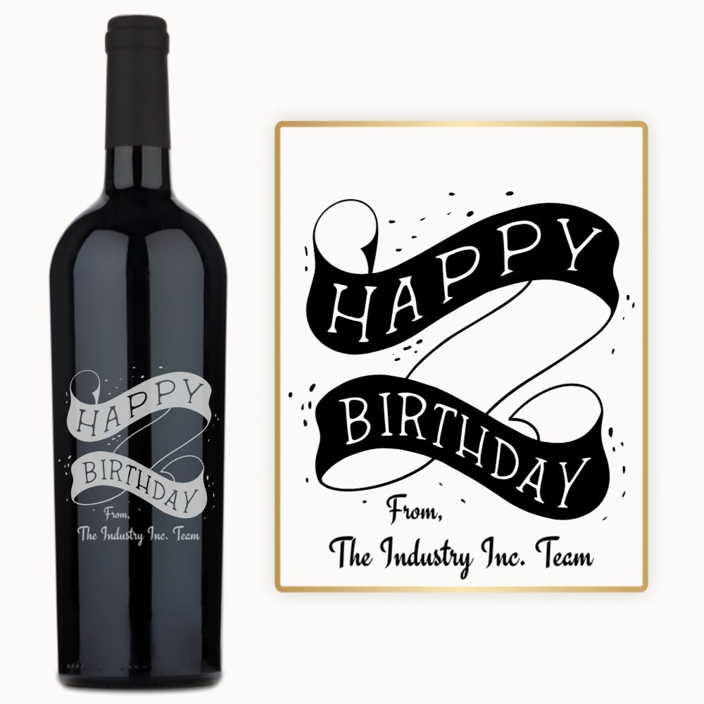 Happy Birthday Scroll – Custom Engraved Wine
