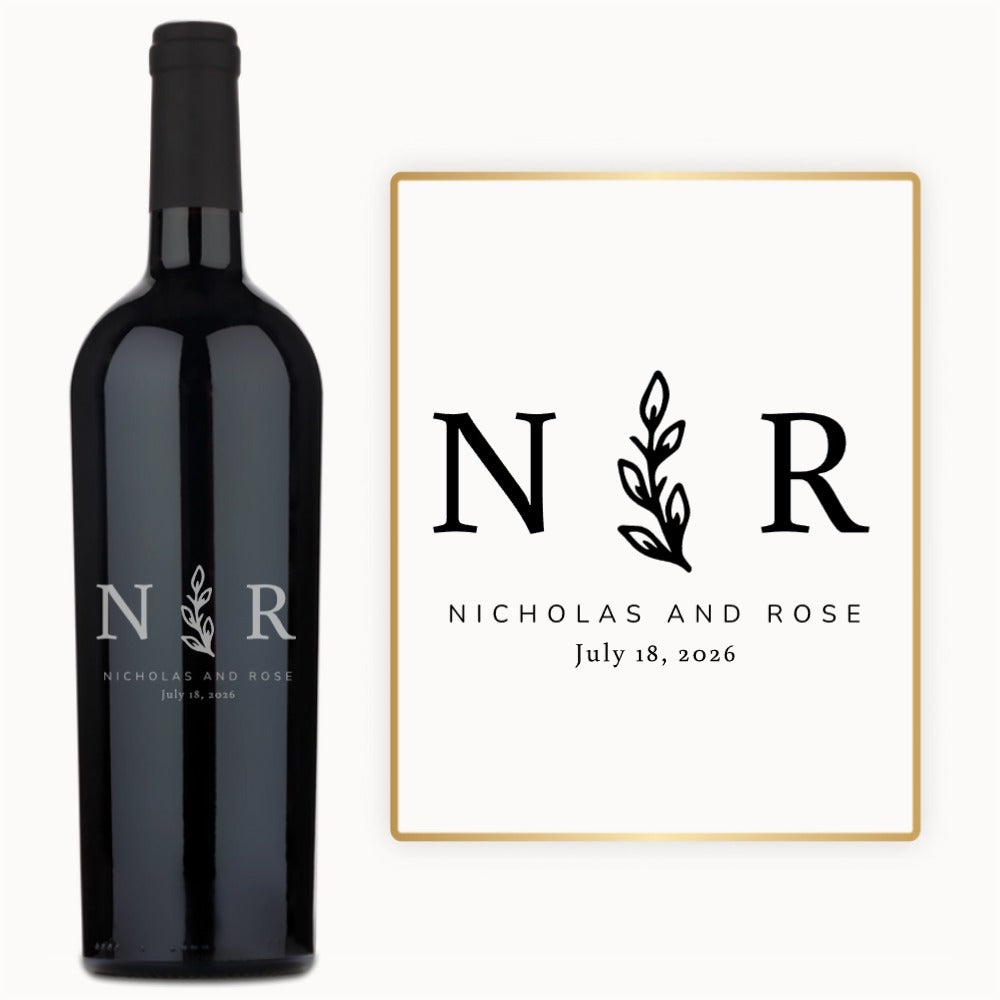 Olive Branch Initials – Custom Engraved Wine