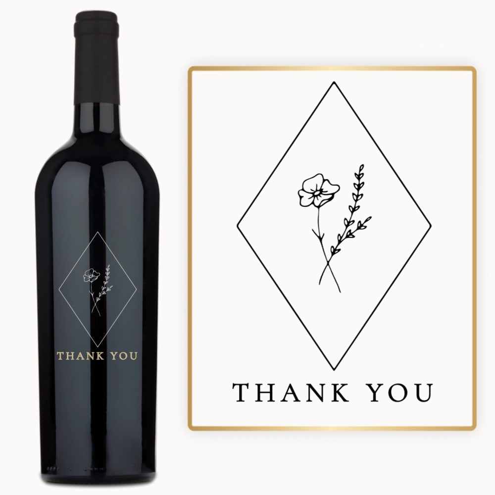 Botanical Diamond Thank You – Custom Engraved Wine