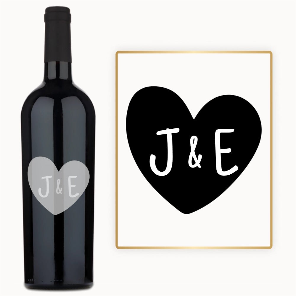 Heart Monogram – Engraved Anniversary Wine