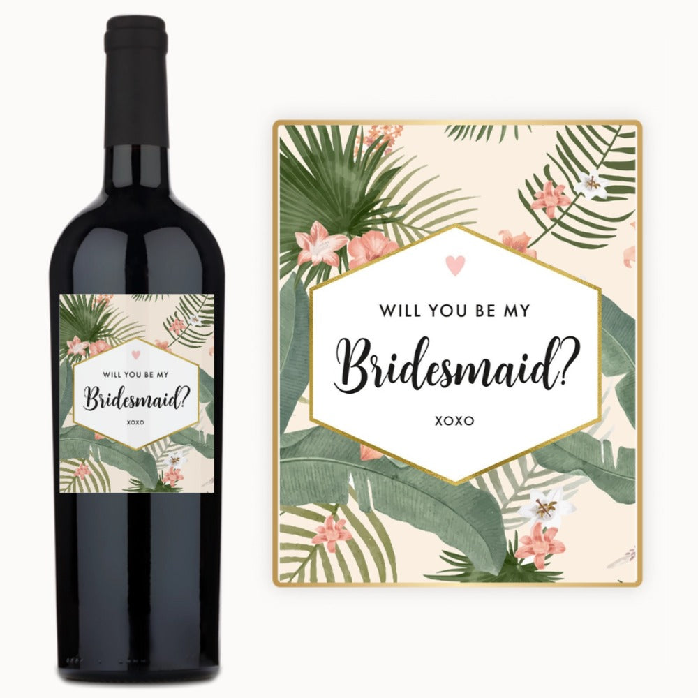 Tropical Bridesmaid Proposal – Custom Label Wine